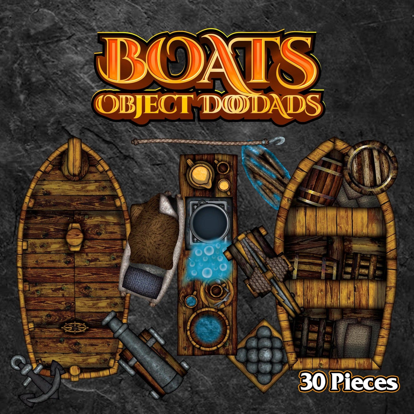 D&D Terrain Roleplaying Objects - 30 Pieces - Boats -