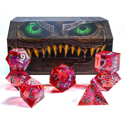 Mimic Dice: Crimson Court - 7-Piece RPG Dice Set