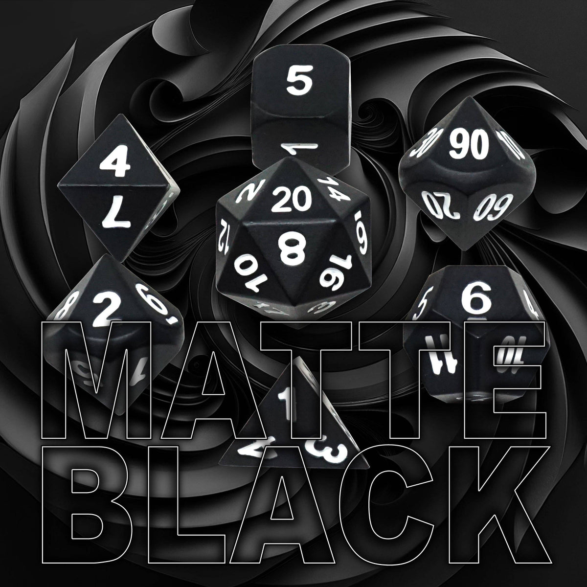 Mimic Dice: Matte Black - 7-Piece RPG Dice Set