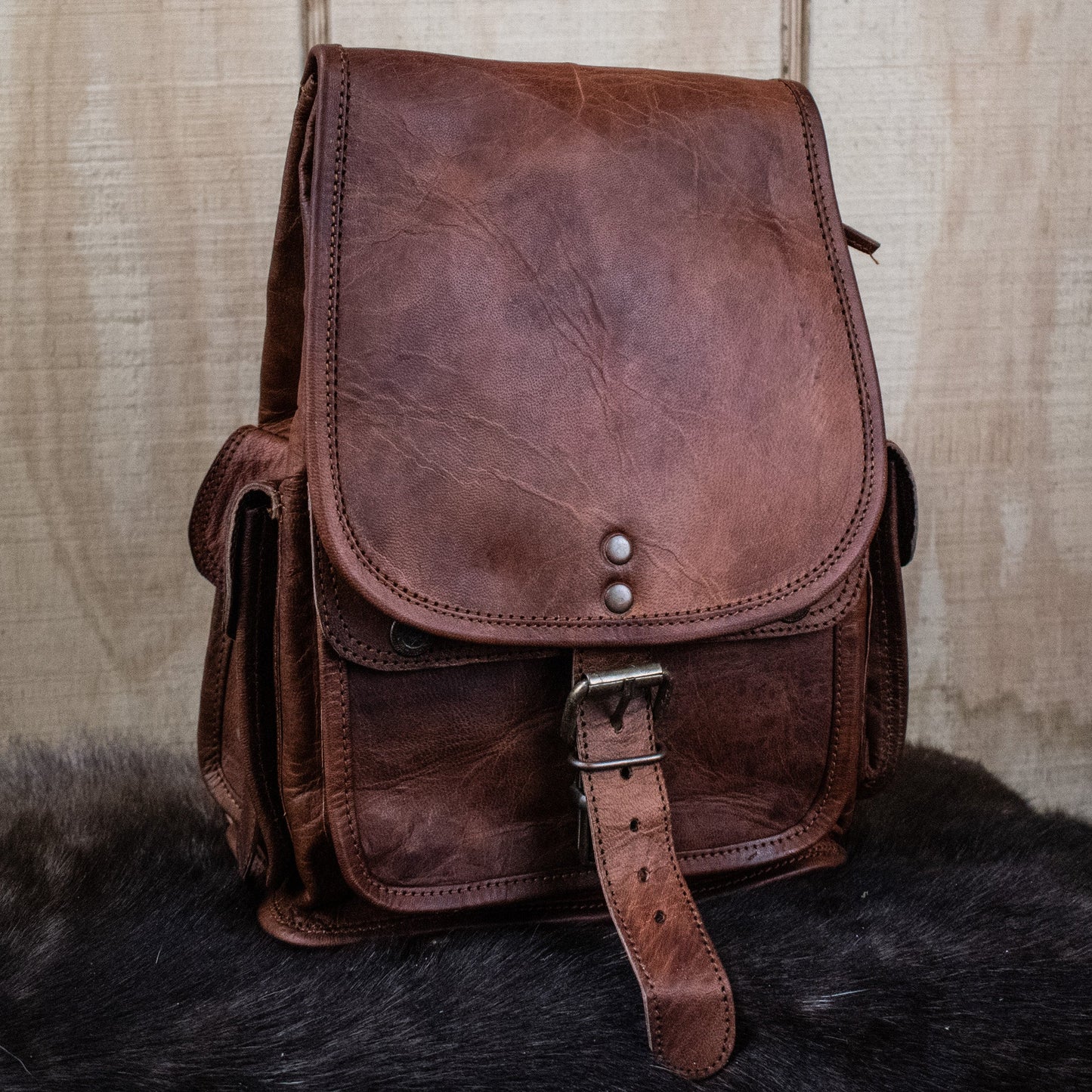 brown mini backpack Ladies Cute Leather Purse Leather Rucksack Bag igemstonejewelry an outer zipper pocket ALOHA COLLECTION MINI BACKPACK /