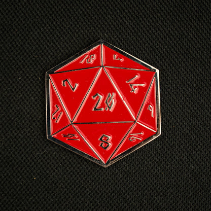 Red and Silver D20 Pin