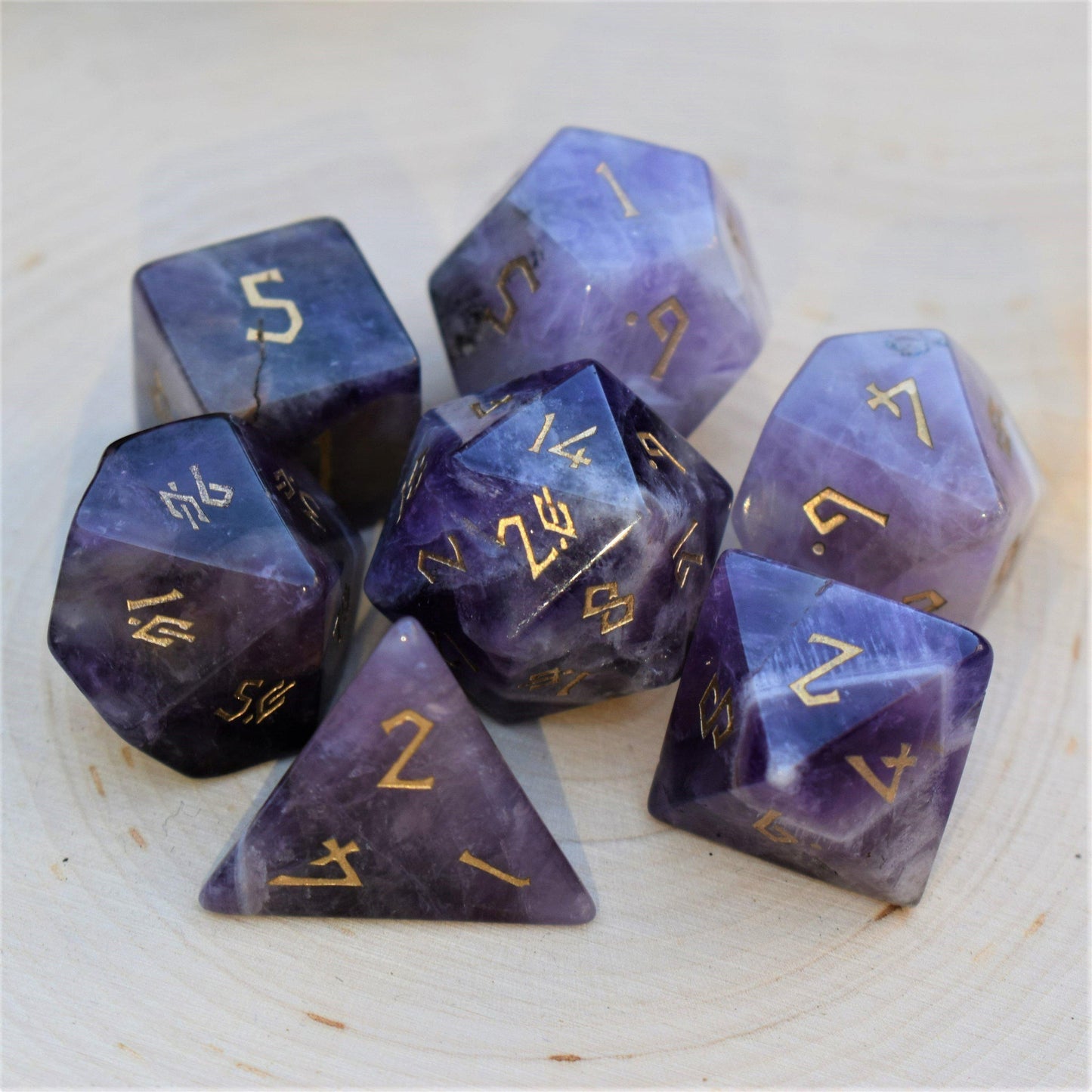 Amethyst Stone Dice Set