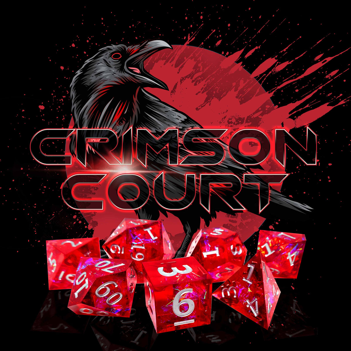 Mimic Dice: Crimson Court - 7-Piece RPG Dice Set